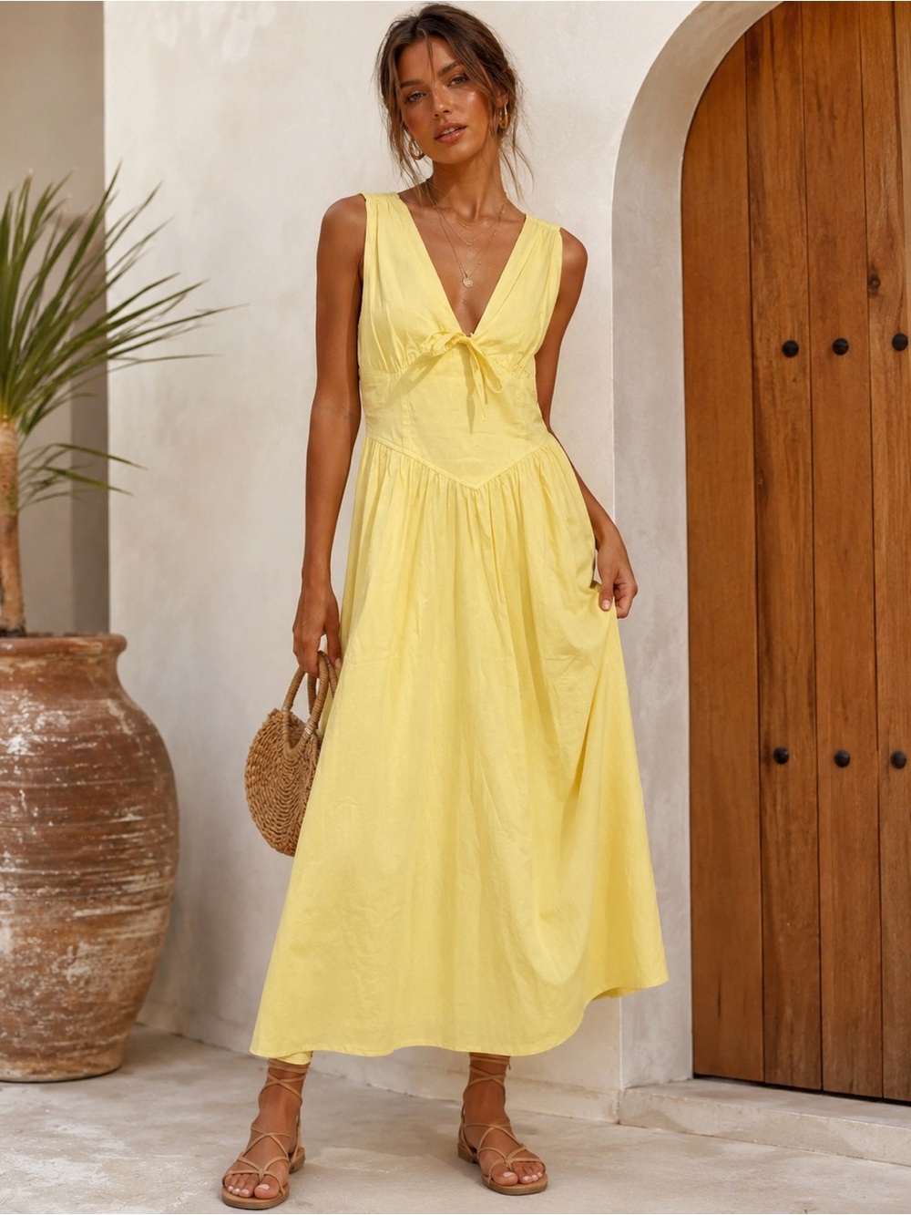 Band of the Free Yellow Midi Dress NWT Small Boho Cottagecore Sundress
